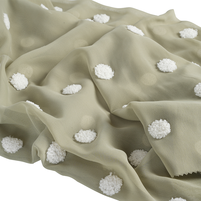 75d/18t Flat Chiffon With Towel Embroidery Fabric