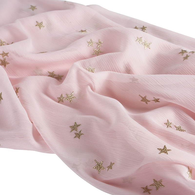 75D Chiffon Crepe Star Embroidery Fabric