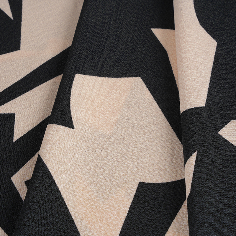 5068 Linglong Hemp Pink And Black Print Fabric
