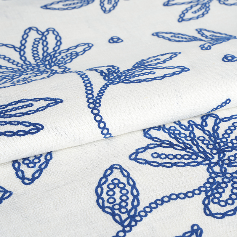 12S Viscose Linen Floral Foam Print Fabric