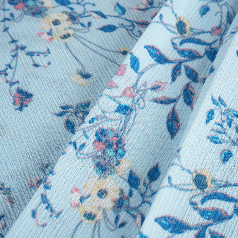 50*68 Composite Silk Bark Crinkle Hibiscus Flower Watermark Fabric